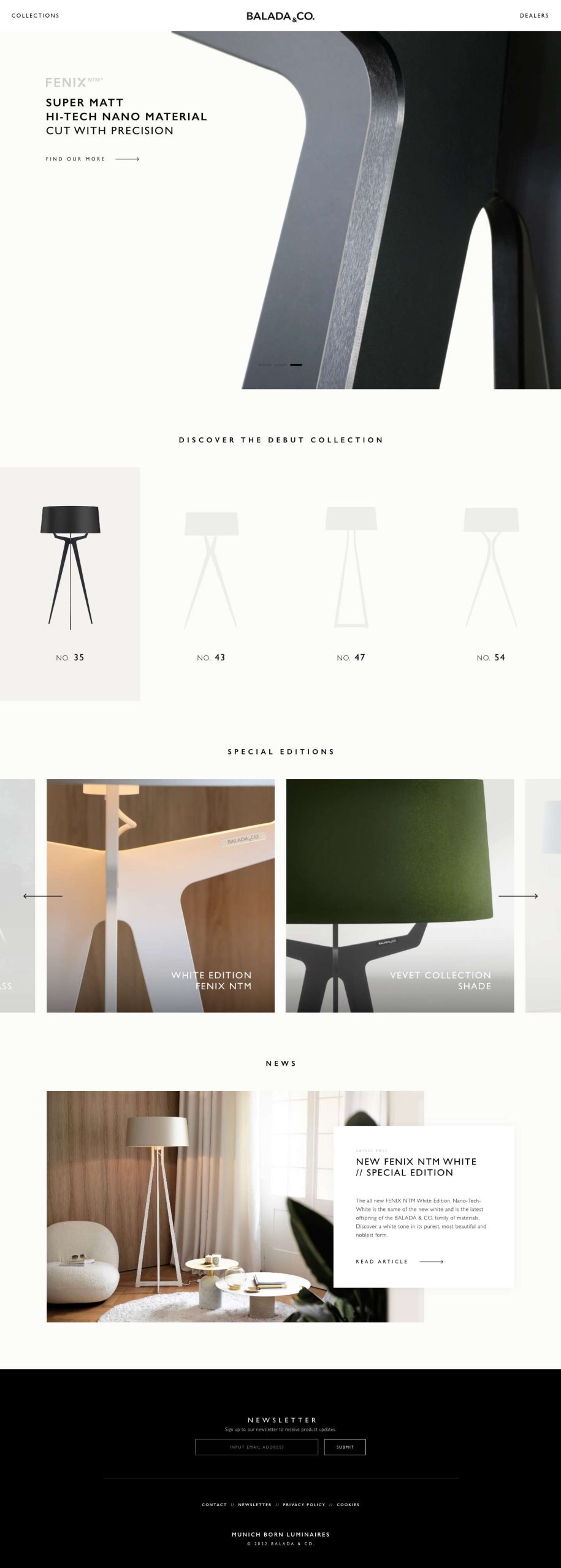 Balada&co website design concept by JW Designer - Luxury German lighting and luminaire company