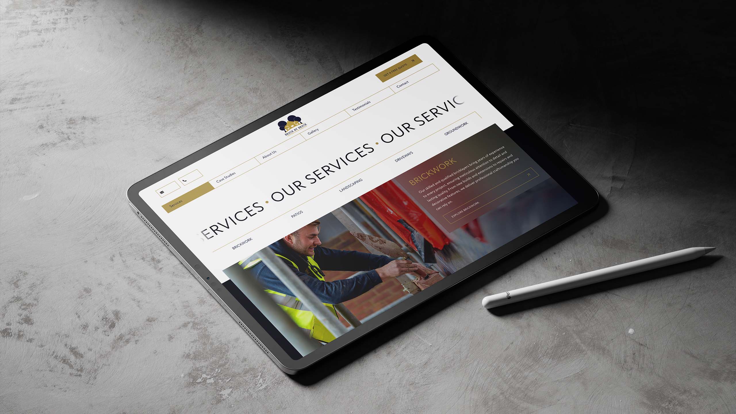 Luxury building website for Brick By Brick construction & landscape on Ipad Pro | JW_Designer